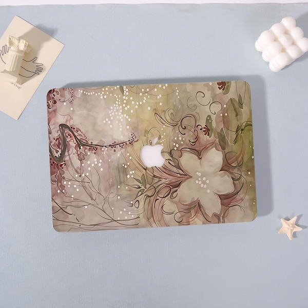 Soft Swirl Flower Wash Macbook Air Case |Hard Laptop Case for Macbook Air 11/13/15 Pro 13/14/15/16 Cover |Laptop Sleeve,Gift for Friends
