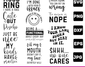 Sarcastic Quotes SVG Bundle: Funny Mom Shirt Designs (Digital Download