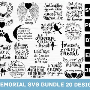 Memorial Svg Bundle,Memorial Quotes Svg, Rest In Peace Svg, Cardinal Svg, Loving Memory Svg, Heaven svg, Christian Svg, Remembrance Svg