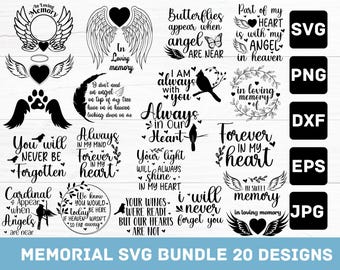 Memorial SVG Bundle: 20 Remembrance Designs (Digital Download)