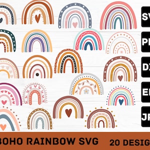 Boho rainbow svg bundle, cute rainbow svg, boho rainbow clipart, rainbow svg, hand drawn rainbow, rainbow clipart, boho stickers