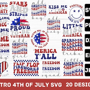 Retro 4th of July PNG Bundle, 4th of July Png, Fourth Of July Png, USA Png, America Png, Independence Day, American Flag Png