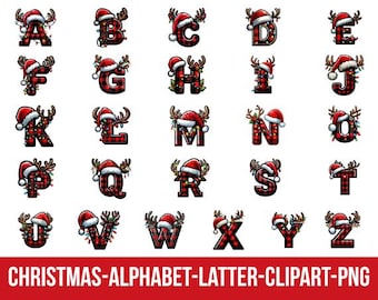 Christmas Alphabet Clipart PNG | Festive Holiday Letters (Digital Download)