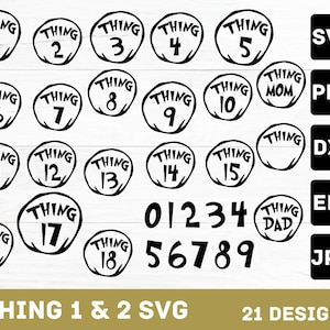 Thing 1 Thing 2 Svg Png Bundle, Thing Mom Svg, Thing 1 and Thing 2 Cat in the Hat Svg Dr Seuss Inspired SVG Thing clipart Thing 1 Mom print