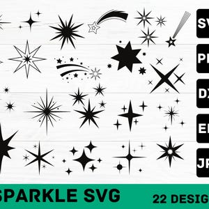 Sparkle SVG Bundle, Sparkle Stars SVG, Stars Svg, Star Clipart, Bright Stars, Twinkle Stars, Instant Download, Cricut Cut File, Silhouette