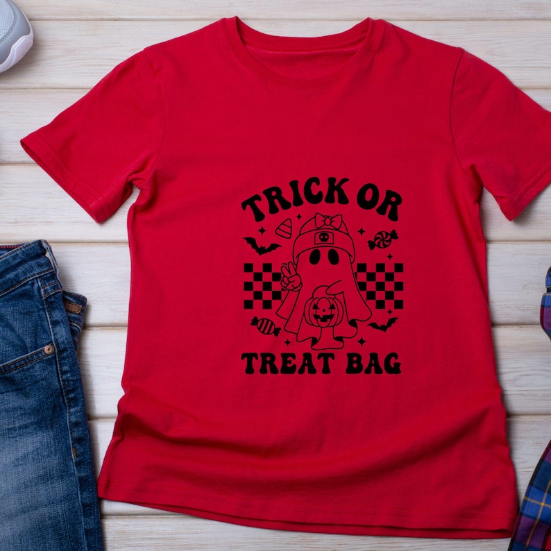 Trick or Treat Bag SVG Bundle: Retro Ghost Halloween Designs (digital ...