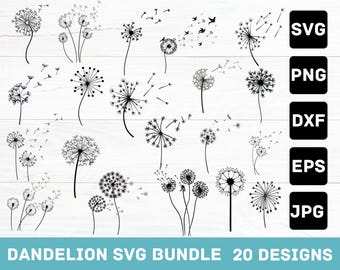 Löwenzahn SVG-Bundle: 20 Wildblumen Designs (Digitaler Download)