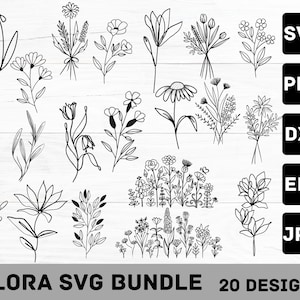 Botanical Svg Bundle Cut File, Floral,Flower leaf,leaves ,Botanical clipart hand drawn doodle style svg,png,eps, for cricut