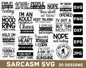 Sarcastic Quotes SVG Bundle: 20 Funny Designs (Digital Download