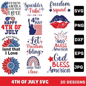 4 juillet Bundle, fête de l'indépendance SVG, 4 juillet PNG Bundle, svg de l'Amérique, drapeau des Etats-Unis svg, fichiers de coupe Cricut, Silhouette