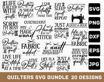 Quilters SVG Design Bundle: 20 Craft Designs (Digital Download