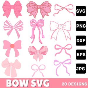 Bow Svg Bundle, Ribbon Bow Svg, Coquette Bow Svg, Bow Tie Svg, Ribbon Bow Clipart, Svg Files For Cricut, Instant Download, Silhouette