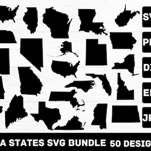 USA States SVG Bundle / 25 States SVG Bundle / Cut Files / Cricut / Clip art / Commercial use / America Svg / States Outline Svg / Home Svg