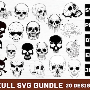 Skulls SVG Bundle, Skeleton svg Bundle, Skull Cut files for Cricut, Skull Clipart, Skull Silhouette, Skeleton svg, Skull Vector