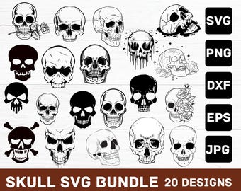 Skulls SVG Bundle, Skeleton svg Bundle, Skull Cut files for Cricut, Skull Clipart, Skull Silhouette, Skeleton svg, Skull Vector