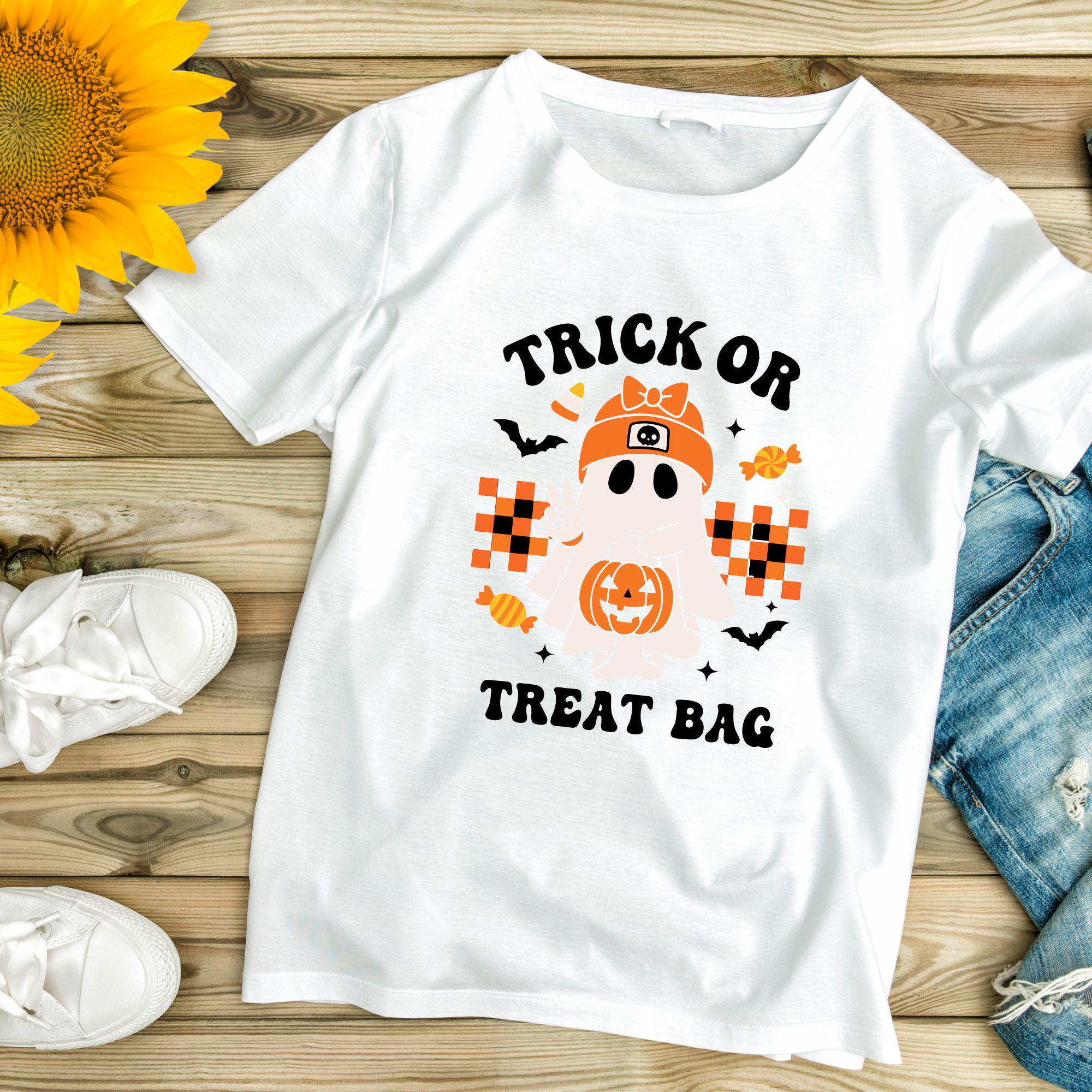 Trick or Treat Bag SVG Bundle: Retro Ghost Halloween Designs (digital ...
