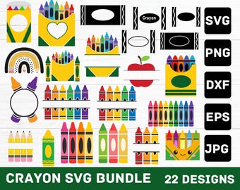 Crayon Split Monogram Svg, Crayon svg, Teacher Svg, Crayon Wrapper Svg, Crayon Set Svg, Crayon Wrapper Cut File, Crayon Shirt Svg