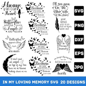 Memorial SVG Bundle: Angel Wings, Remembrance Designs (Digital Download