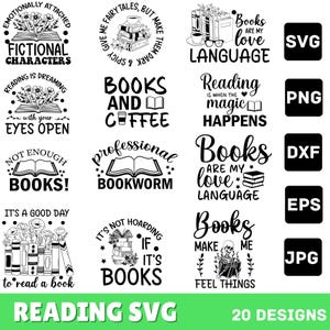 Reading Bundle designs SVG, Floral books svg, Book lover svg bundle, Books bundle svg, Pile of books bundle svg, Book dragon svg