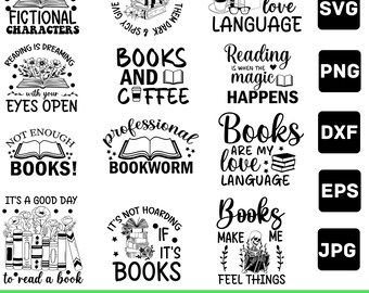 Reading Bundle designs SVG, Floral books svg, Book lover svg bundle, Books bundle svg, Pile of books bundle svg, Book dragon svg