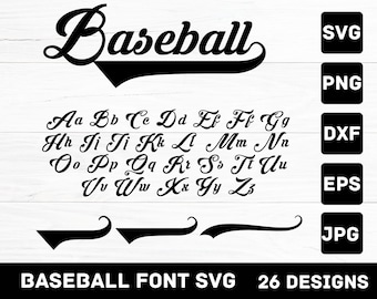 Pacchetto font SVG Baseball: 26 lettere sportive maiuscole (download digitale)