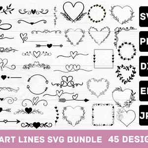 Heart Text Dividers SVG | Wedding Text Dividers SVG | Heart Border Svg | Heart Wreath Svg | Heart Svg | Doodle Heart Svg | Cricut | Clipart