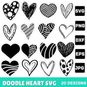 Heart Svg Bundle, Heart Doodle Svg, Hand Drawn Heart Svg, Heart Clipart, Valentine Day Heart Svg, Instant Download, Love Svg, Love Clipart