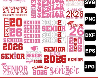 Senior 2026 SVG Bundle: Graduation Cut Files, Class of 2026 Designs