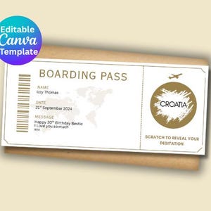 Carta d'imbarco gratta e scopri personalizzata / Gratta e scopri per sorpresa di vacanza / Biglietto a sorpresa per vacanza / Destinazione rivelata a sorpresa