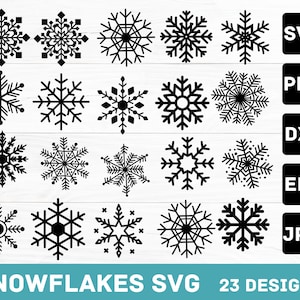 スノーフレーク SVG バンドル、デジタルダウンロード用スノーフレーク、冬の SVG スノーフレーク ファイル、Cricut、Silhouette、Glowforge（25 個の個別の svg/png/dxf）
