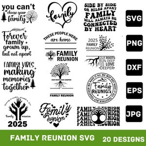 Ensemble SVG réunion de famille, arbre d'amour généalogique, arbres généalogiques personnalisés, famille ensemble, chemises réunion de famille, arbre généalogique SVG, svg de famille