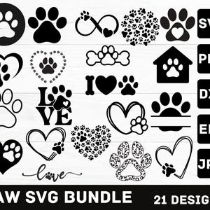 Heart Paw svg Bundle, Paw Print svg Bundle, Dog Paw svg, Custome Heart Paw svg, Dog Paw Cut File For Cricut svg, Paw svg, Digital Download
