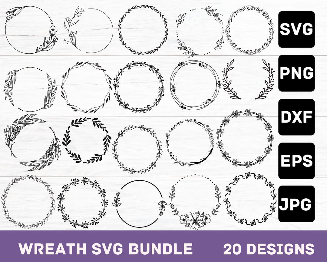 Floral Wreath SVG Bundle, Wedding Circle Frames (digital Download ...
