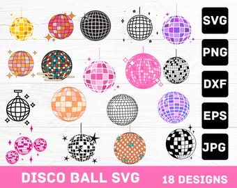 Pacchetto SVG di palle da discoteca, design per feste da ballo retrò (file digitali)