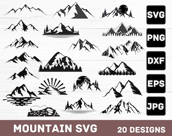 Mountain SVG Bundle: Hand-Drawn Forest, Hiking & Adventure Designs