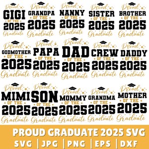 Proud Family Of 2025 Graduate Svg, Graduation Svg, Class Of 2025 Svg, Proud Graduate Family Svg, Svg For Shirts, Instant Download,Silhouette
