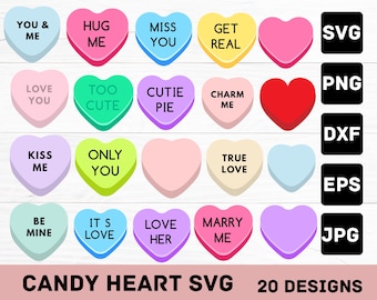 Candy Heart SVG - Candy Hearts Png - Valentine Hearts Svg - Candy Heart Clipart - Custom Candy Heart - Candy Heart Seamless Pattern - Border