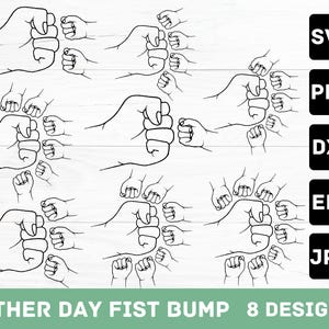 Father&#39;s Day Fist Bump Set Png, Dad Fist Bump Svg, Father&#39;s Day Design, Baby Toddler Kid Dad Fist Bump, customized name SVG, Family SVG