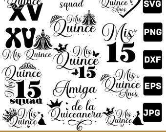 Mis Quince SVG Bundle: 20 Quinceañon Designs (Digitaler Download