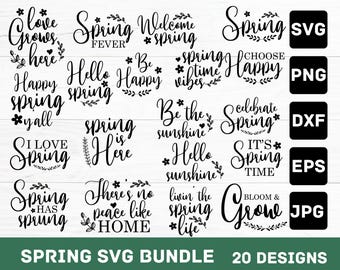 春のSVGバンドル：Cricut、Silhouette用の花柄デザイン（デジタルダウンロード）