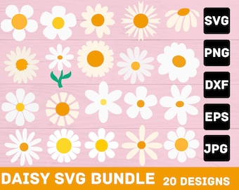 Daisy Svg bundle, Daisy Flowers SVG, Daisy flower Clipart, Flower svg, Simple daisy svg, Spring Summer Svg, Retro Flower Cut File, Daisy dxf