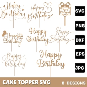 Happy Birthday Cake Topper Svg Bundle,DIY,Personalised,DXF,Party,Template,Cut File,Name,PNG,Cricut,Silhouette,Instant download