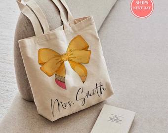 Personalized Teacher Tote Bag,Back To School Teacher Bag,Teacher Retirement Gift,Appreciation Gift for Teacher, Teacher Thank You Gift