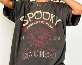 Vintage Spooky Island Shirt, Halloween Shirt, Funny Halloween Skeleton Shirt, Retro Halloween Shirt, Disco Skull T-Shirt Graphic Funny Cute