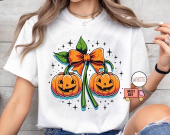 Retro Pumpkin Cherries Png, Autumn Girly Png, Halloween Pumpkin Png, Fall Pumpkin Png, Cheeries Coquette Png, Retro Fall, Pumpkin Bow