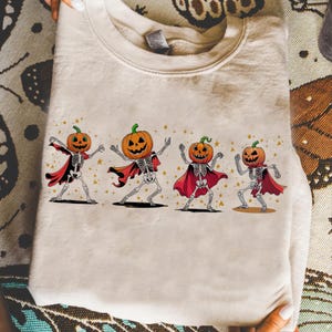 Comfort Colors® Dancing Skeleton Shirt, Halloween Shirt, Pumpkin Shirt, Retro Halloween tShirt Trendy