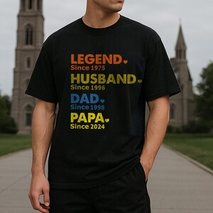 Comfort Colors® Custom Dad with Years shirt,PAPA with year, Gift for Husband, Father days Gift, Legend Husband Dad Papa Vintage Since Tshirt