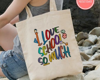 I love School Back To School Tote Bag,Back To School Teacher Bag,Teacher Retirement Gift,Appreciation Gift for Teacher, Thank You Gift
