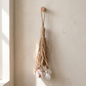 Adorno colgante de pared con forma de concha, adorno para sujetar cortinas de estilo costero, regalo con borla de estilo bohemio para casa de playa