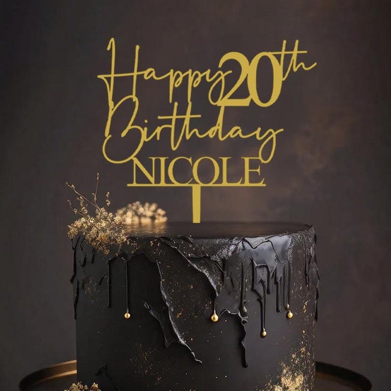 Personalized Wooden Happy Birthday Cake Topper - Etsy
